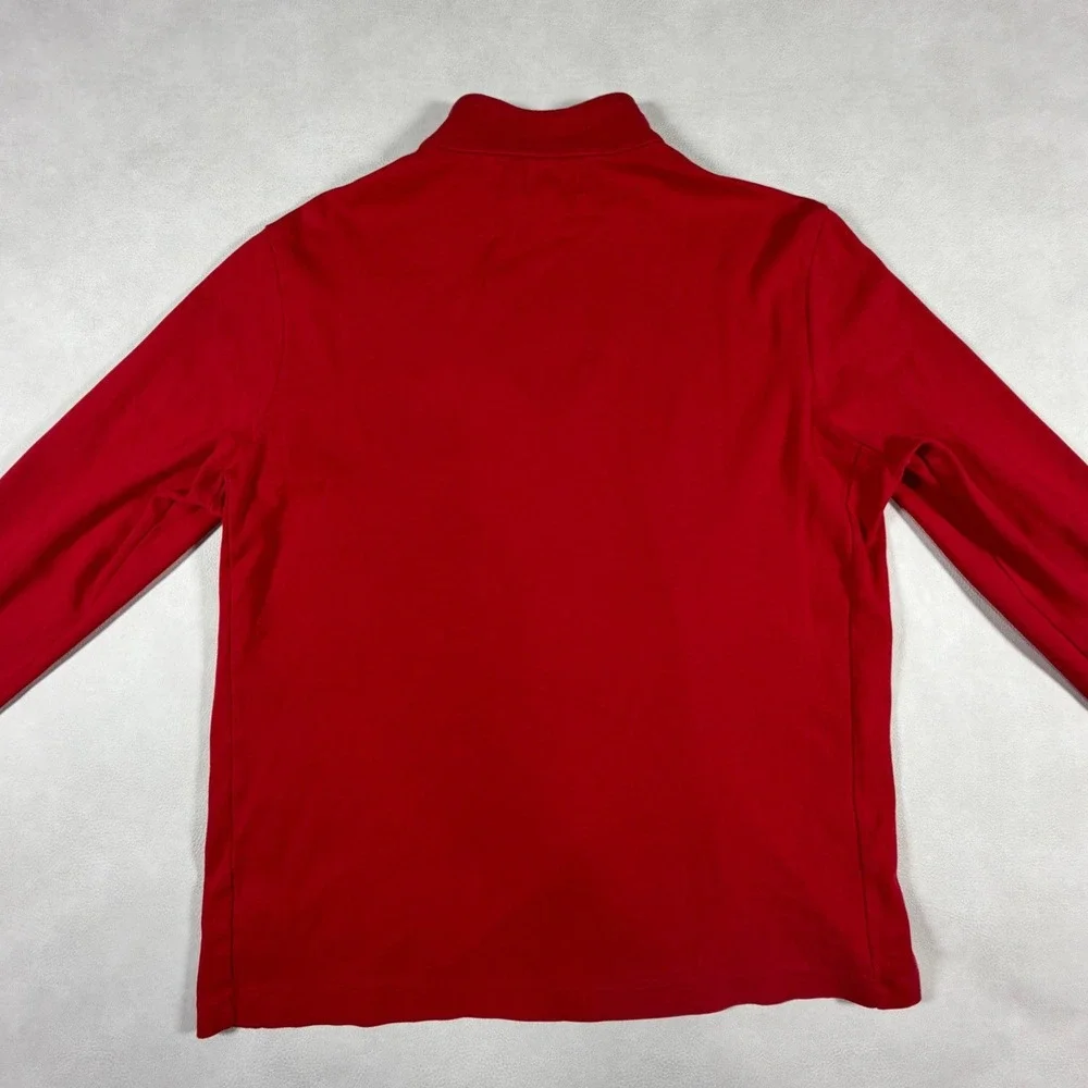 Polo Ralph Lauren Mens Red 100% Pima‎ Cotton Quarter Zip Pullover Sweater Large
